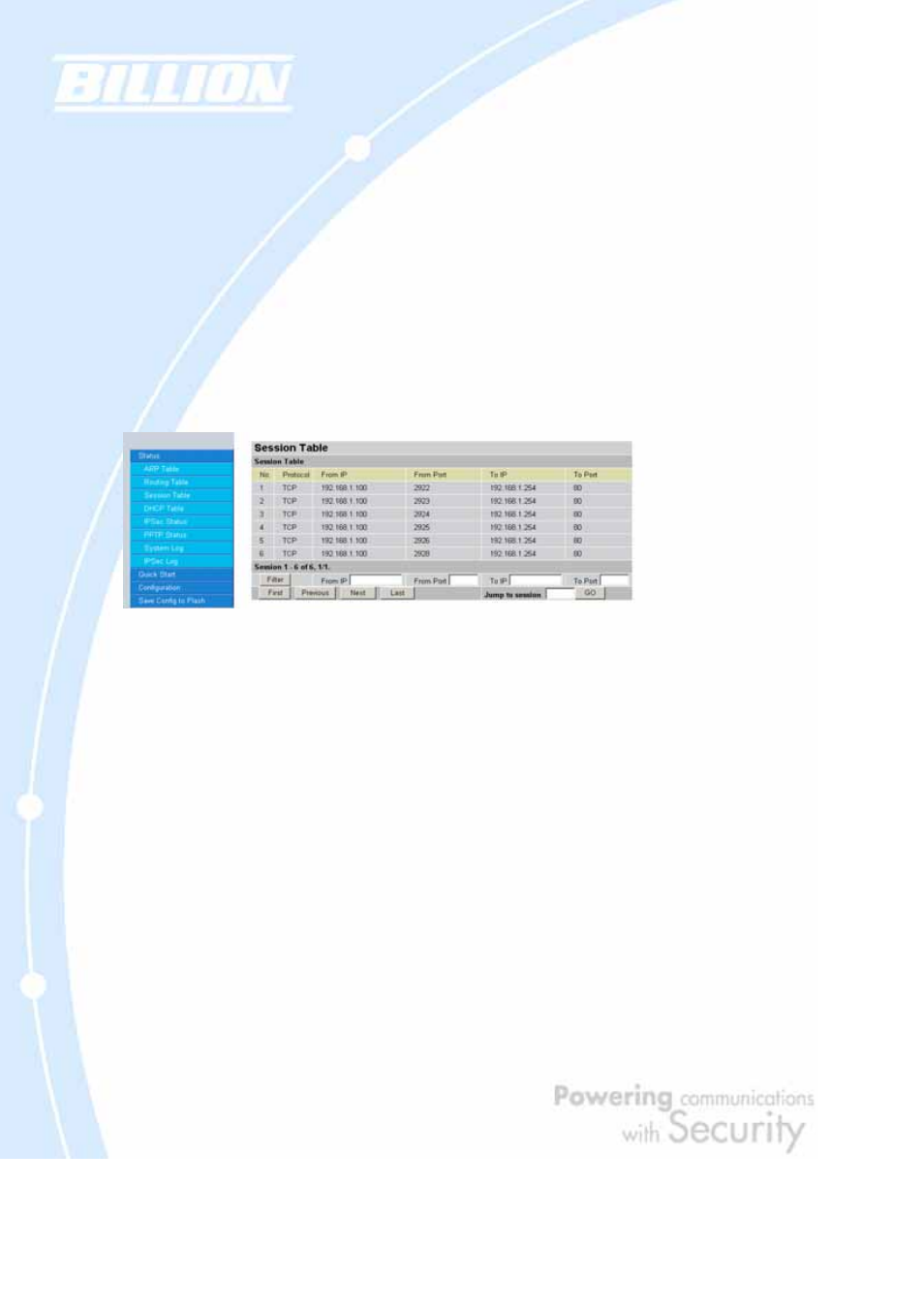 3 session table | Billion Electric Company BiGuard 2 User Manual | Page 58 / 170