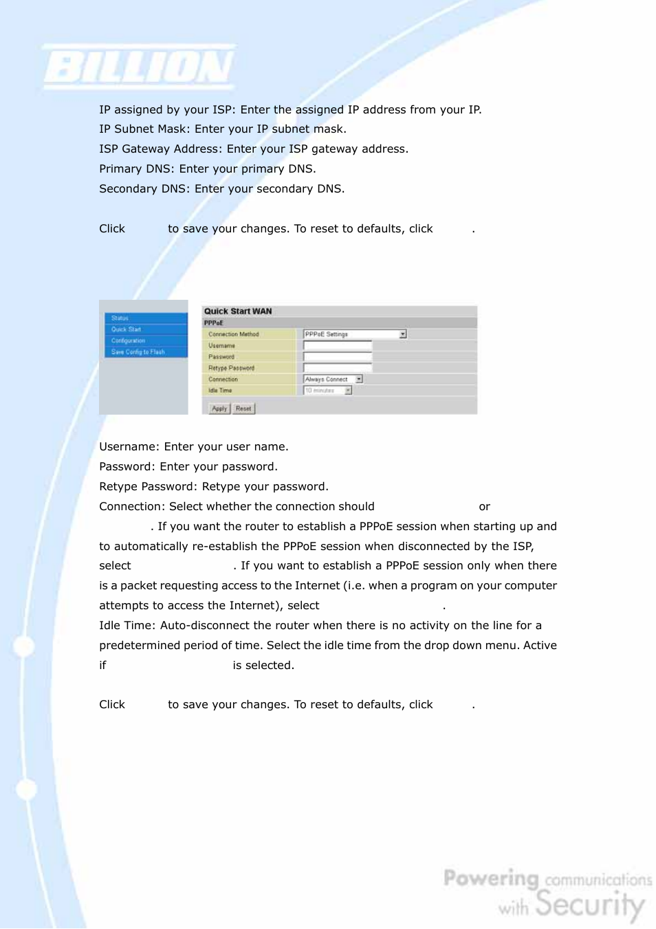 3 pppoe | Billion Electric Company BiGuard 2 User Manual | Page 63 / 170