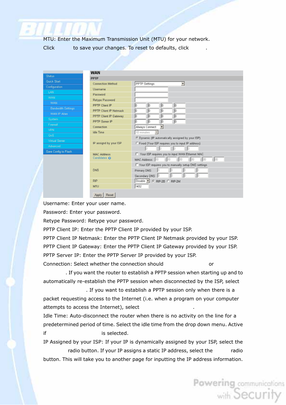 4 pptp | Billion Electric Company BiGuard 2 User Manual | Page 73 / 170