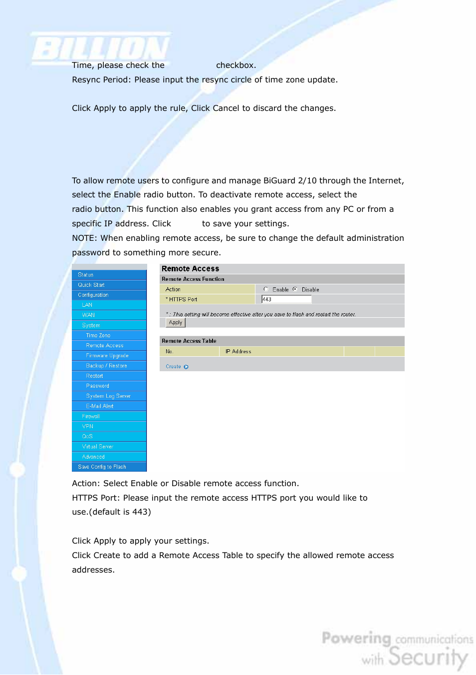 2 remote access | Billion Electric Company BiGuard 2 User Manual | Page 78 / 170