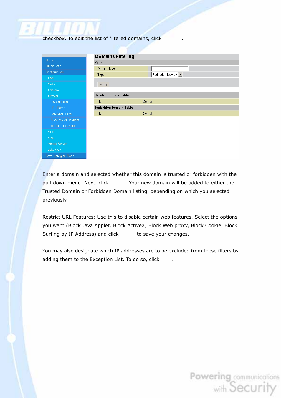 Billion Electric Company BiGuard 2 User Manual | Page 88 / 170