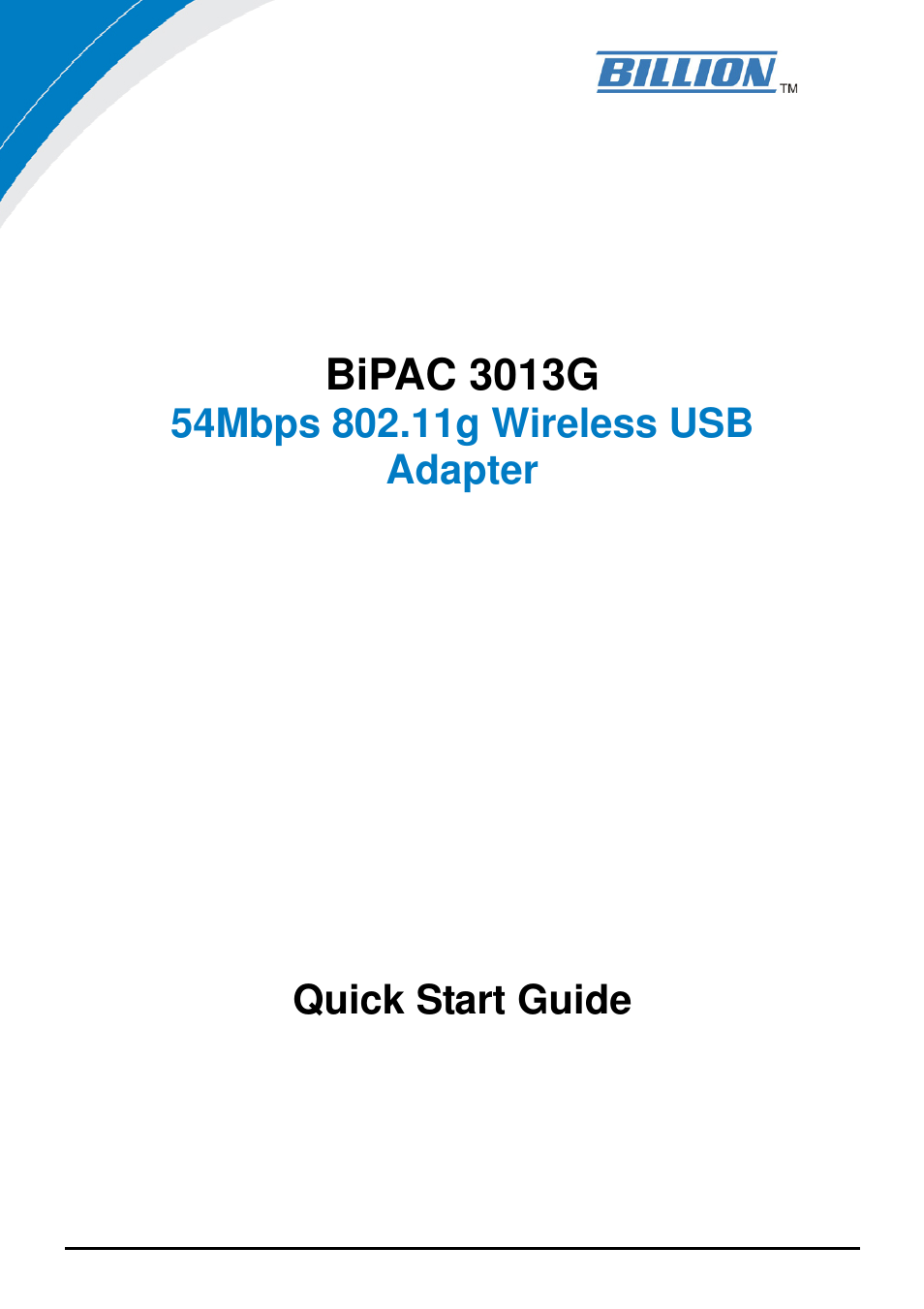 Billion Electric Company BILLION 3013G User Manual | 5 pages