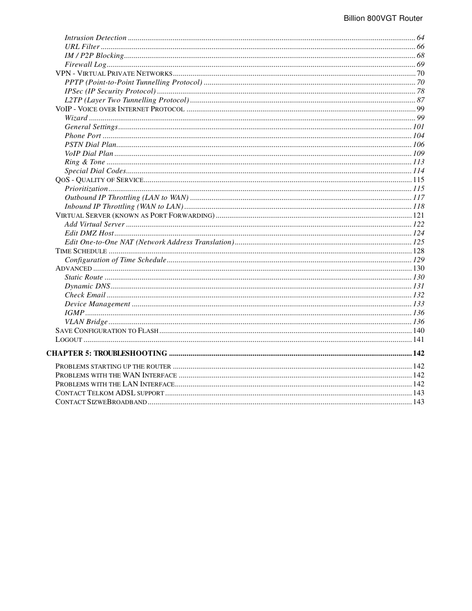Billion Electric Company 800VGT User Manual | Page 3 / 143