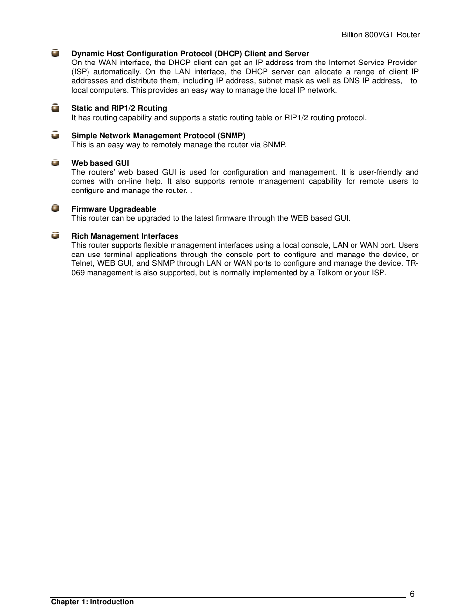 Billion Electric Company 800VGT User Manual | Page 6 / 143