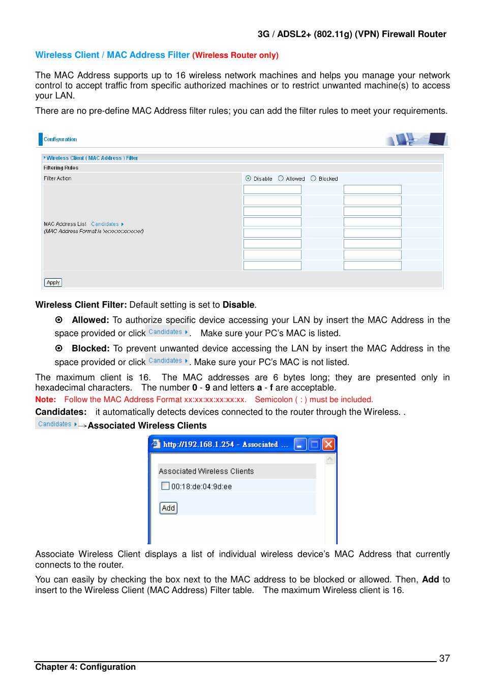 Billion Electric Company BIPAC 7402 User Manual | Page 38 / 130