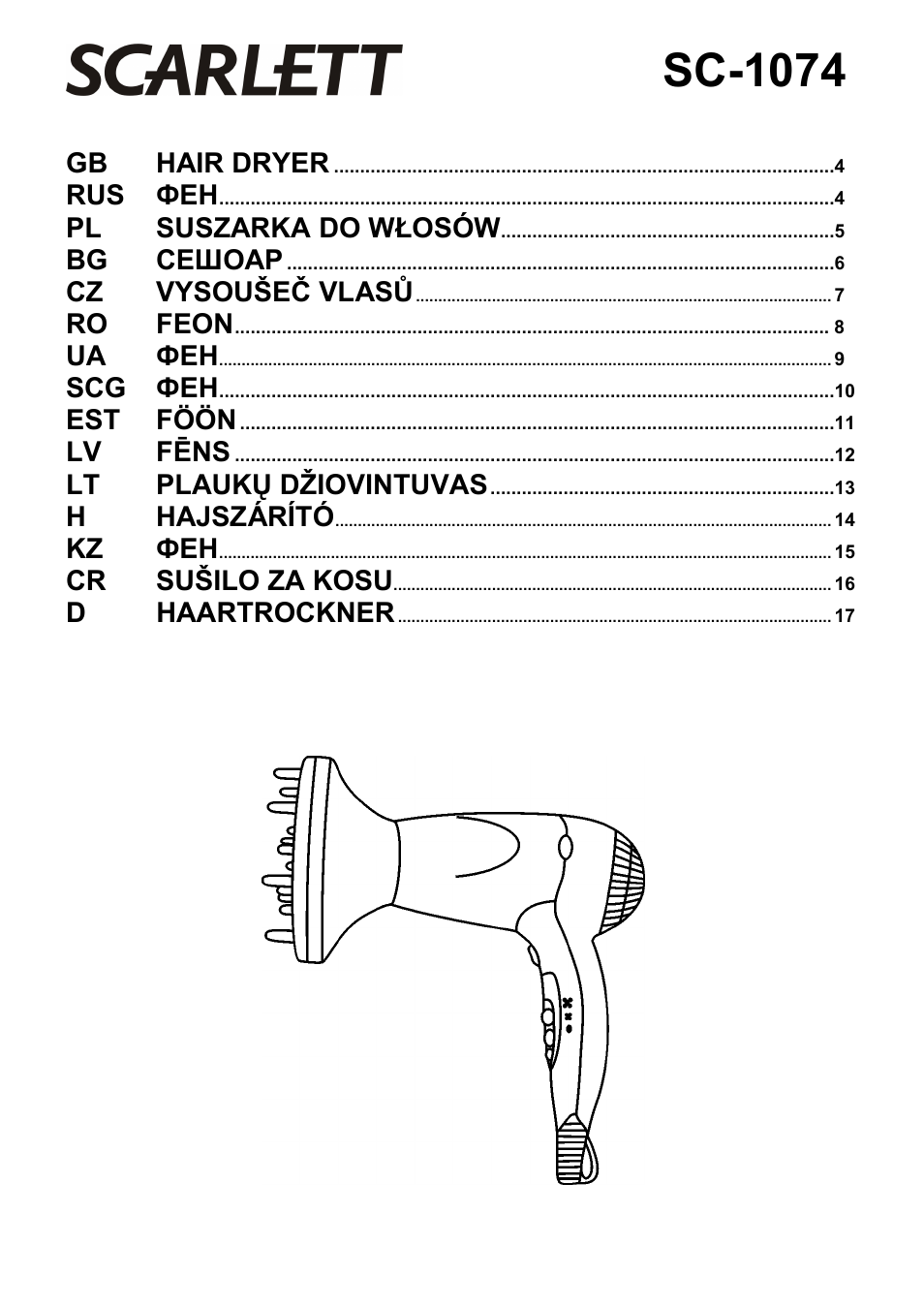 Scarlett SC-1074 User Manual | 17 pages