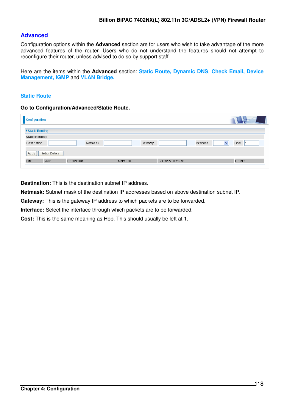 Billion Electric Company BIPAC 7402NX User Manual | Page 119 / 128