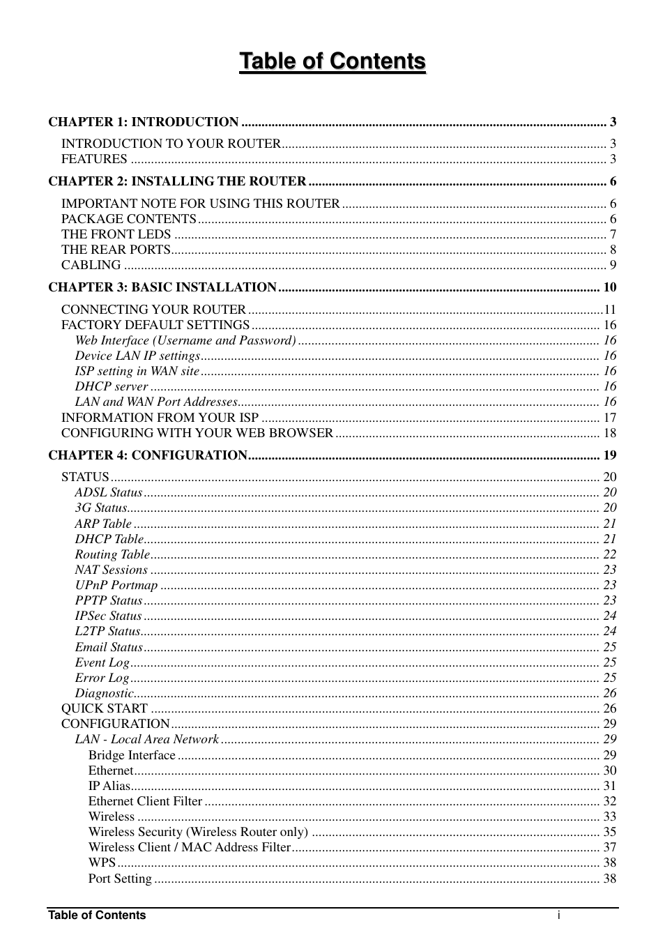 Billion Electric Company BIPAC 7402NX User Manual | Page 2 / 128