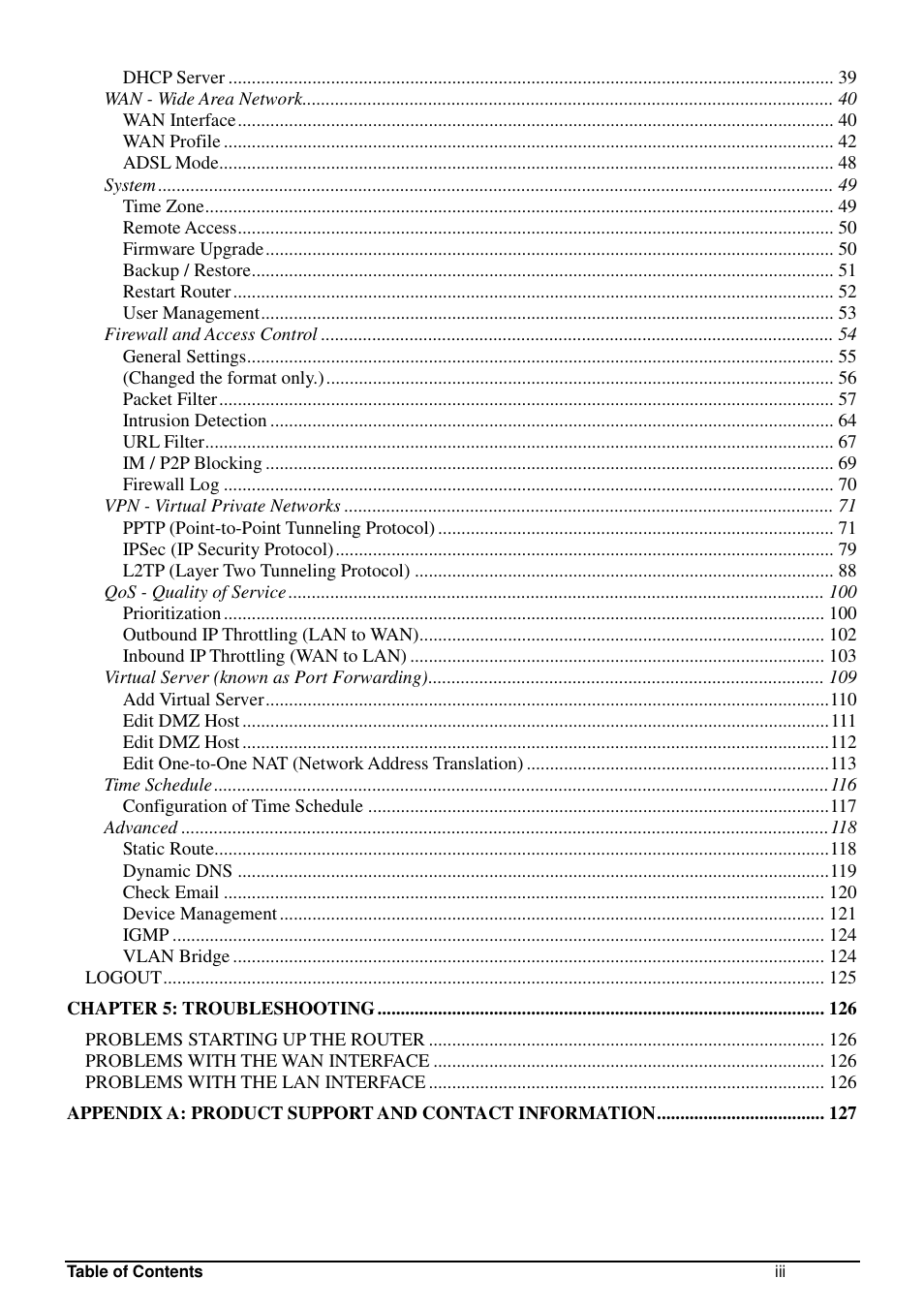 Billion Electric Company BIPAC 7402NX User Manual | Page 3 / 128