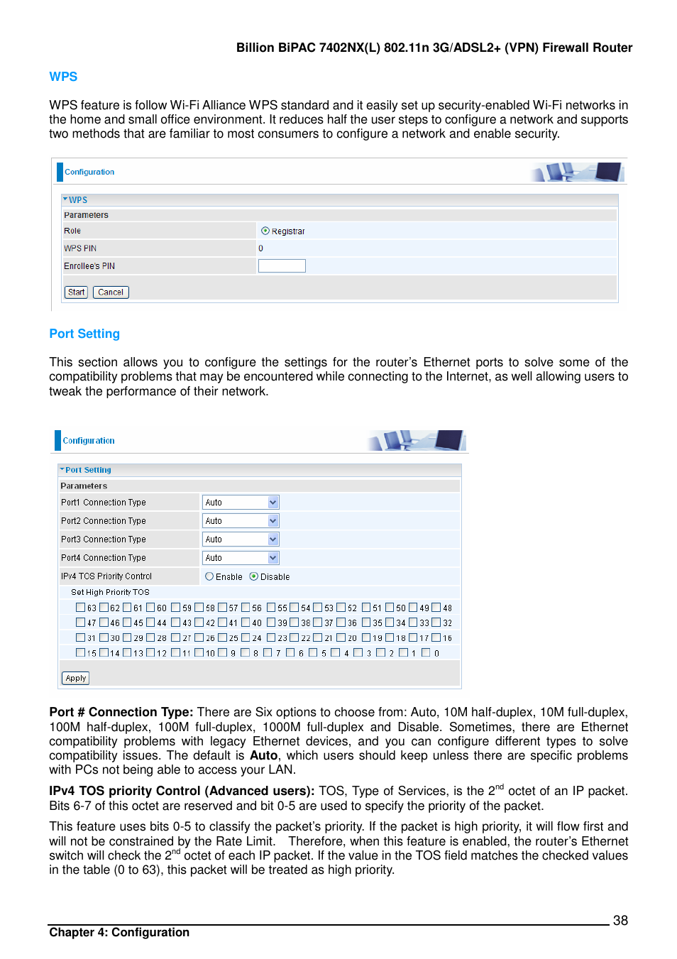 Billion Electric Company BIPAC 7402NX User Manual | Page 39 / 128