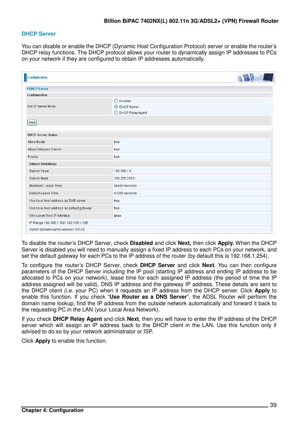 Billion Electric Company BIPAC 7402NX User Manual | Page 40 / 128