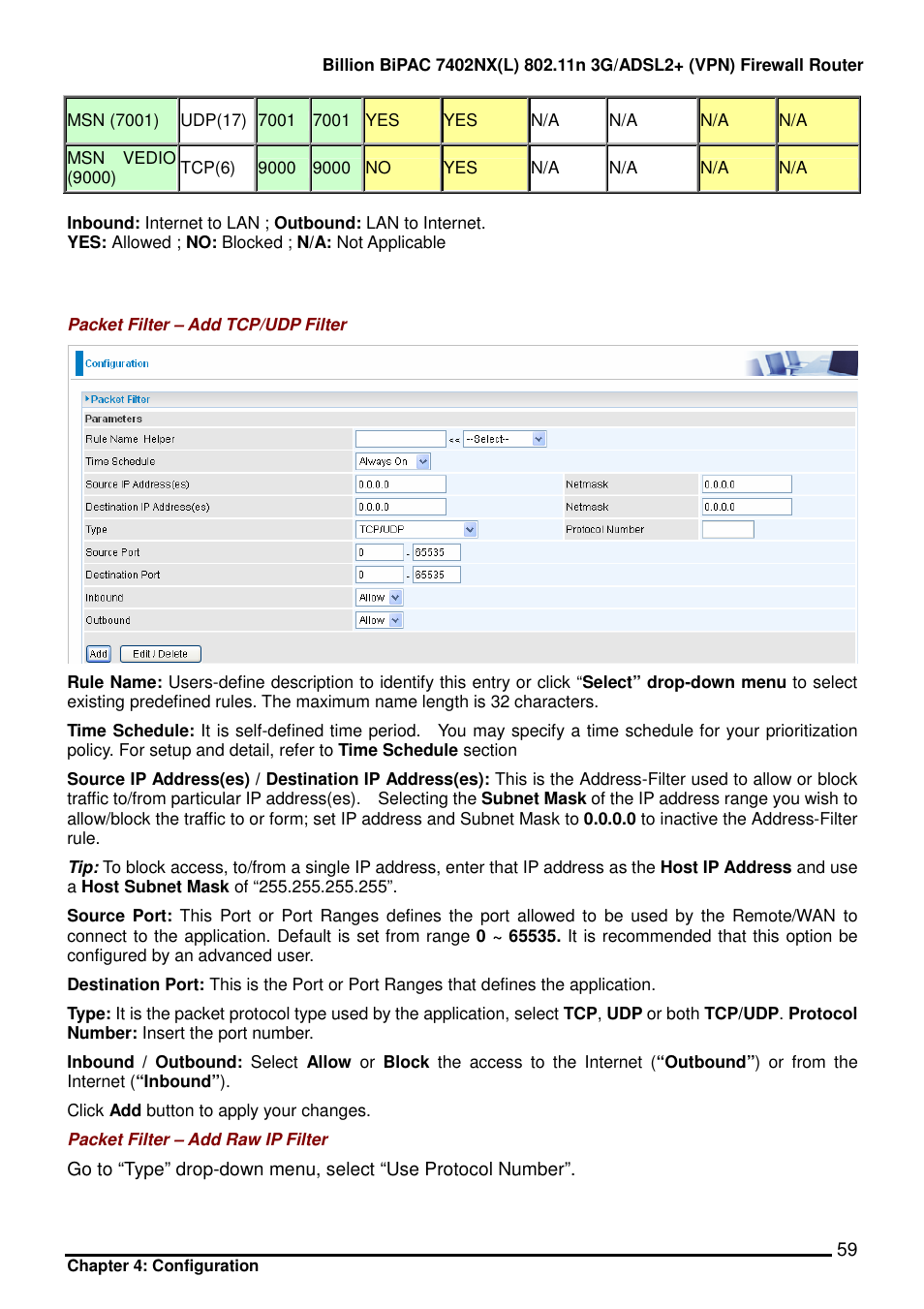 Billion Electric Company BIPAC 7402NX User Manual | Page 60 / 128