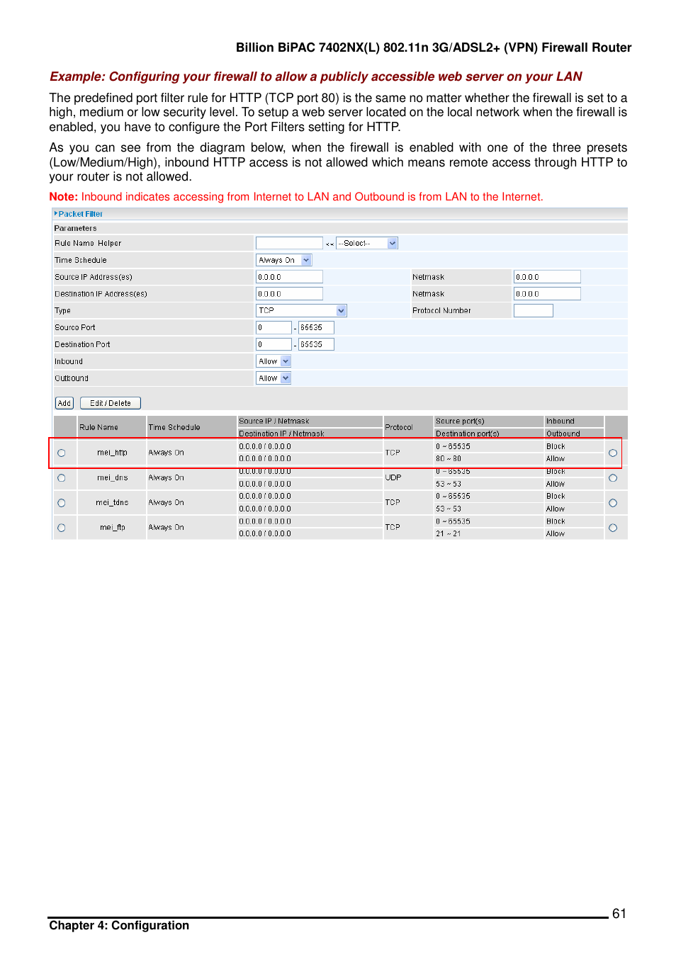 Billion Electric Company BIPAC 7402NX User Manual | Page 62 / 128