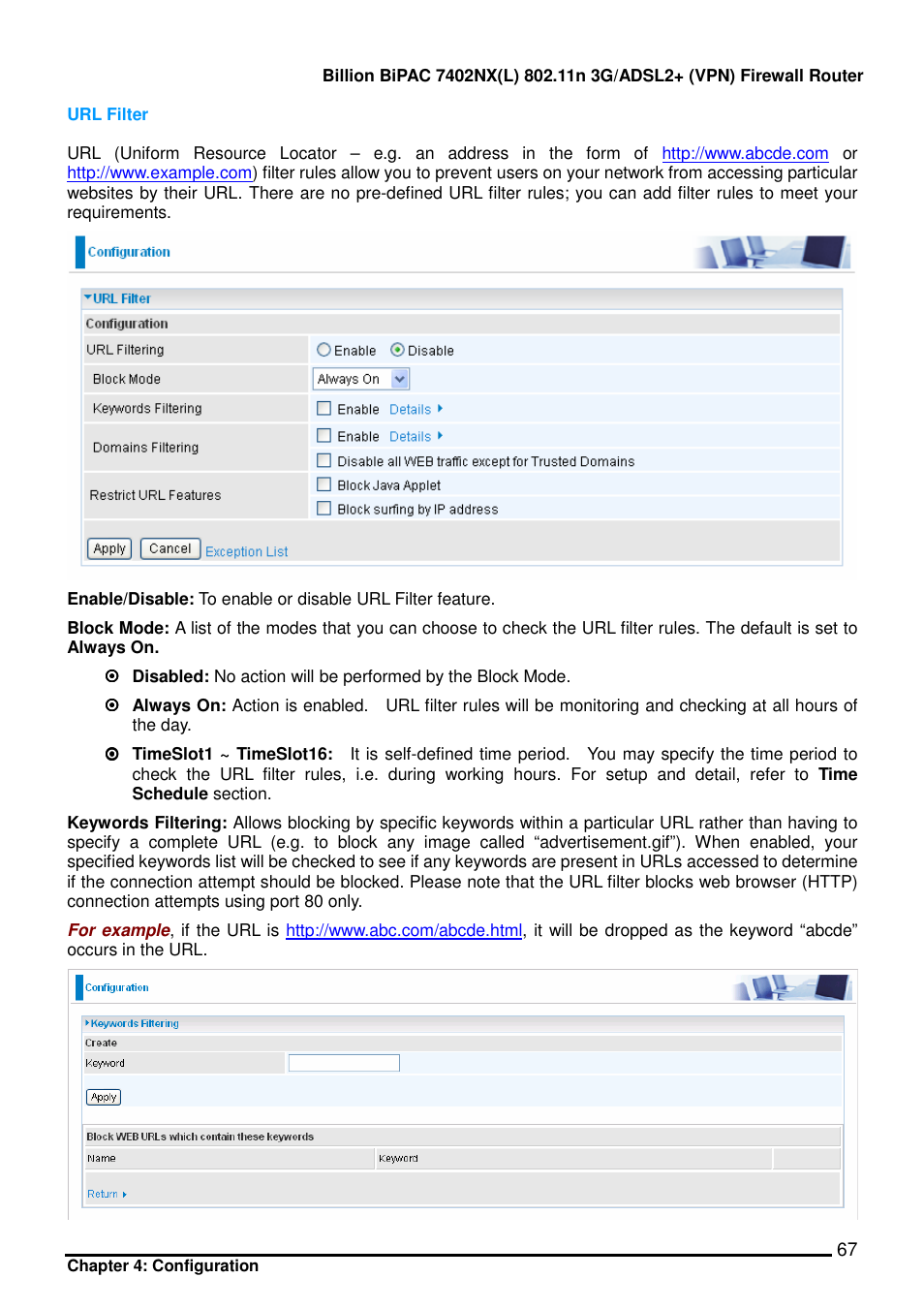 Billion Electric Company BIPAC 7402NX User Manual | Page 68 / 128
