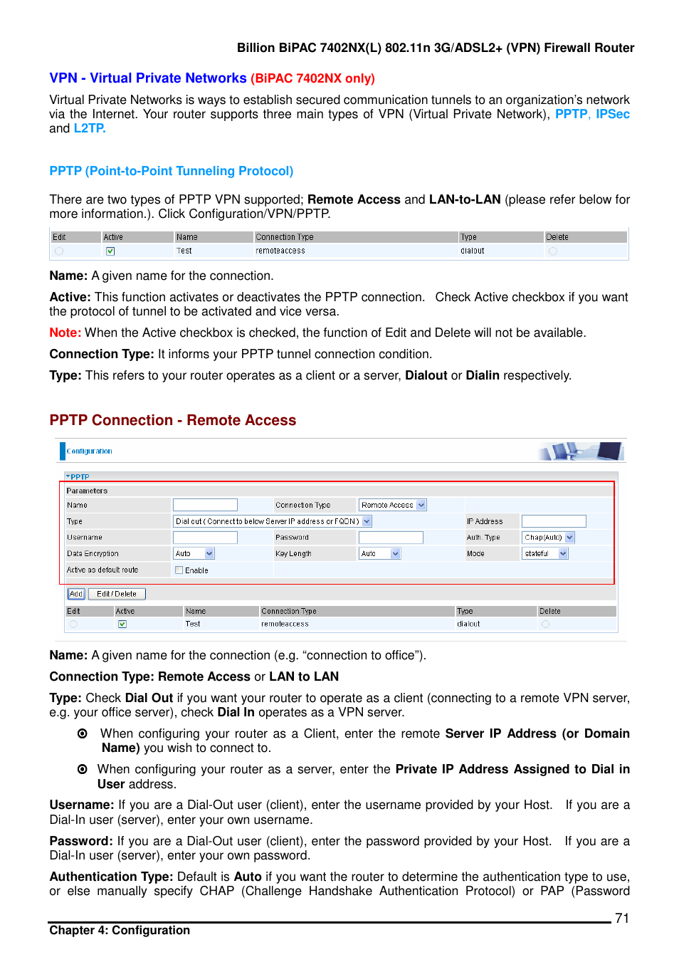 Billion Electric Company BIPAC 7402NX User Manual | Page 72 / 128
