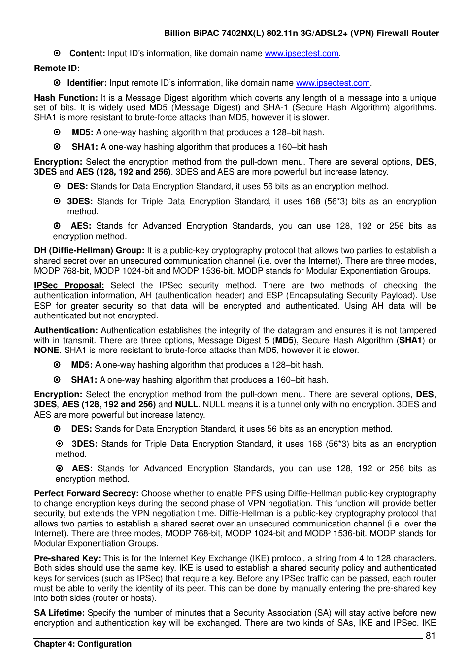 Billion Electric Company BIPAC 7402NX User Manual | Page 82 / 128