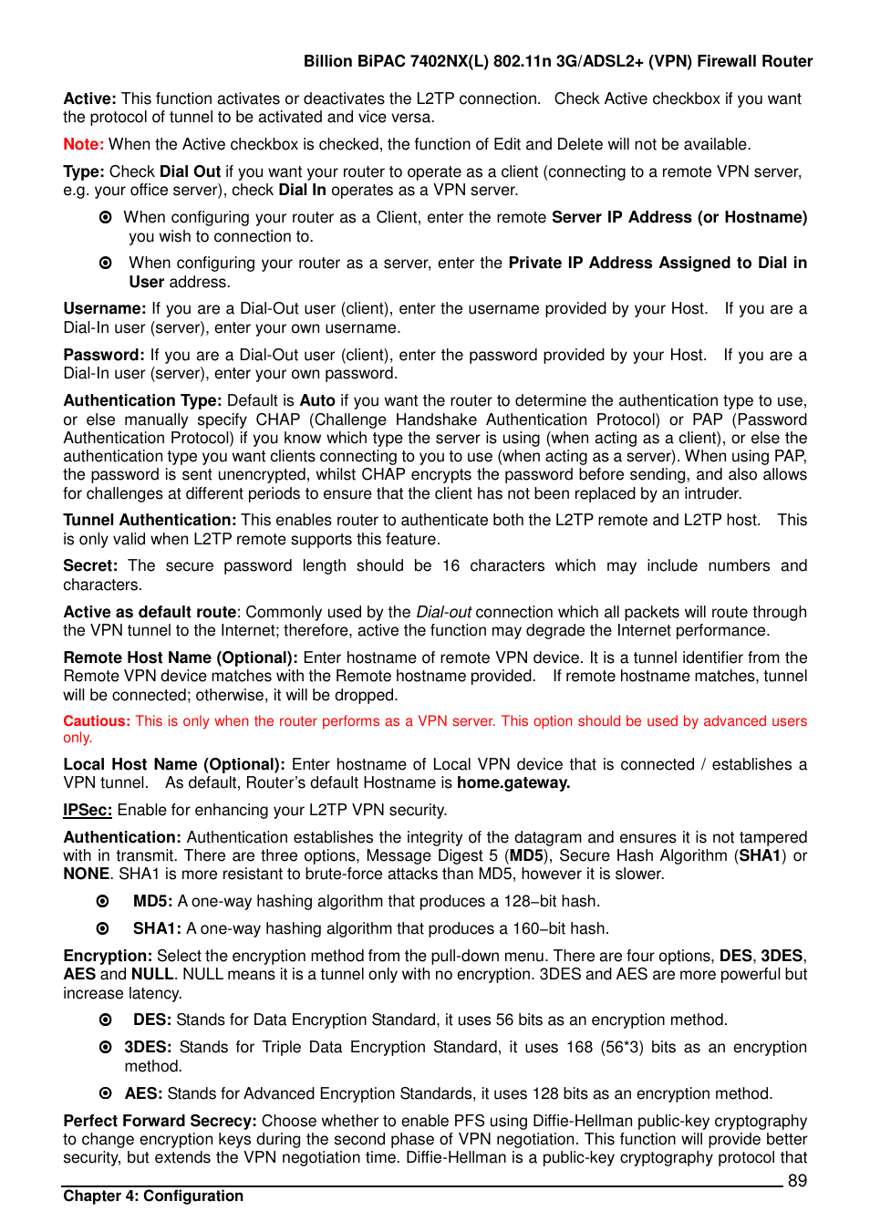 Billion Electric Company BIPAC 7402NX User Manual | Page 90 / 128