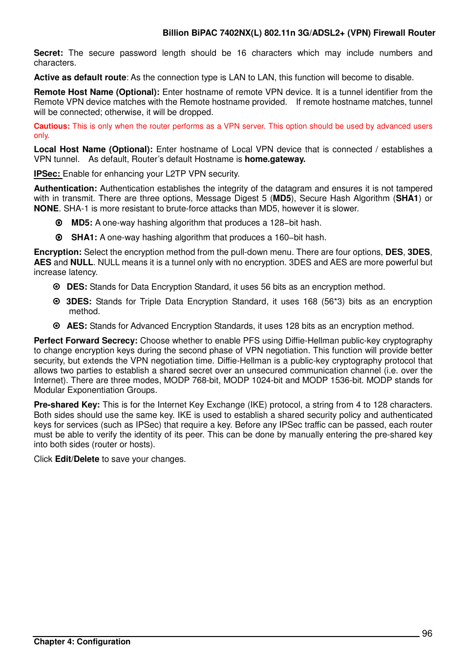 Billion Electric Company BIPAC 7402NX User Manual | Page 97 / 128