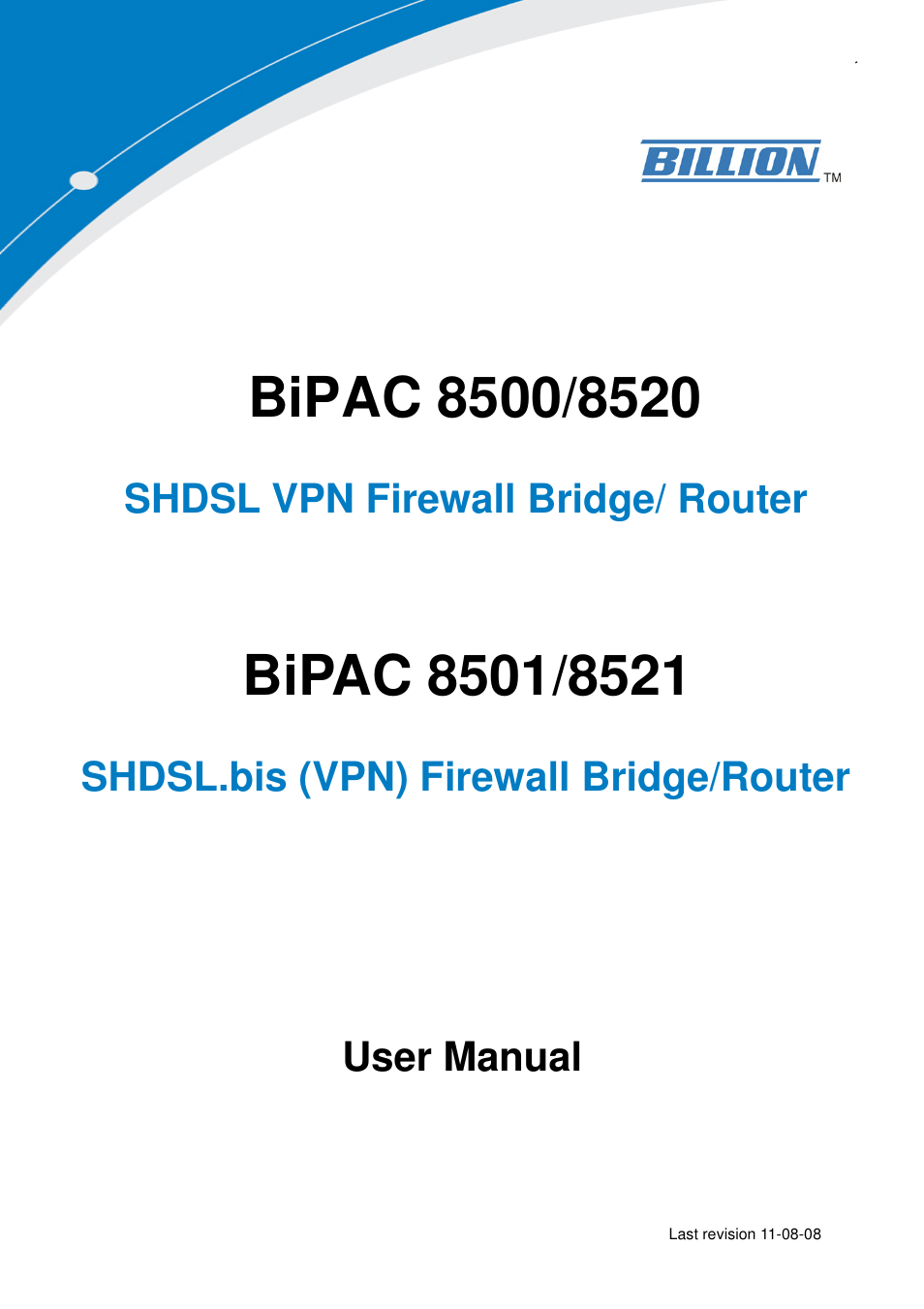 Billion Electric Company BiPAC 8501/8521 User Manual | 171 pages