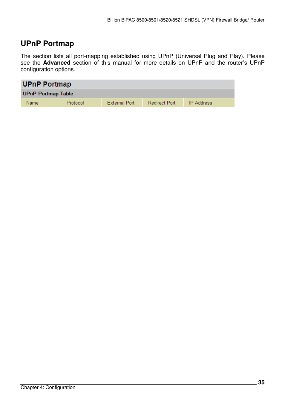 Upnp portmap | Billion Electric Company BiPAC 8501/8521 User Manual | Page 39 / 171