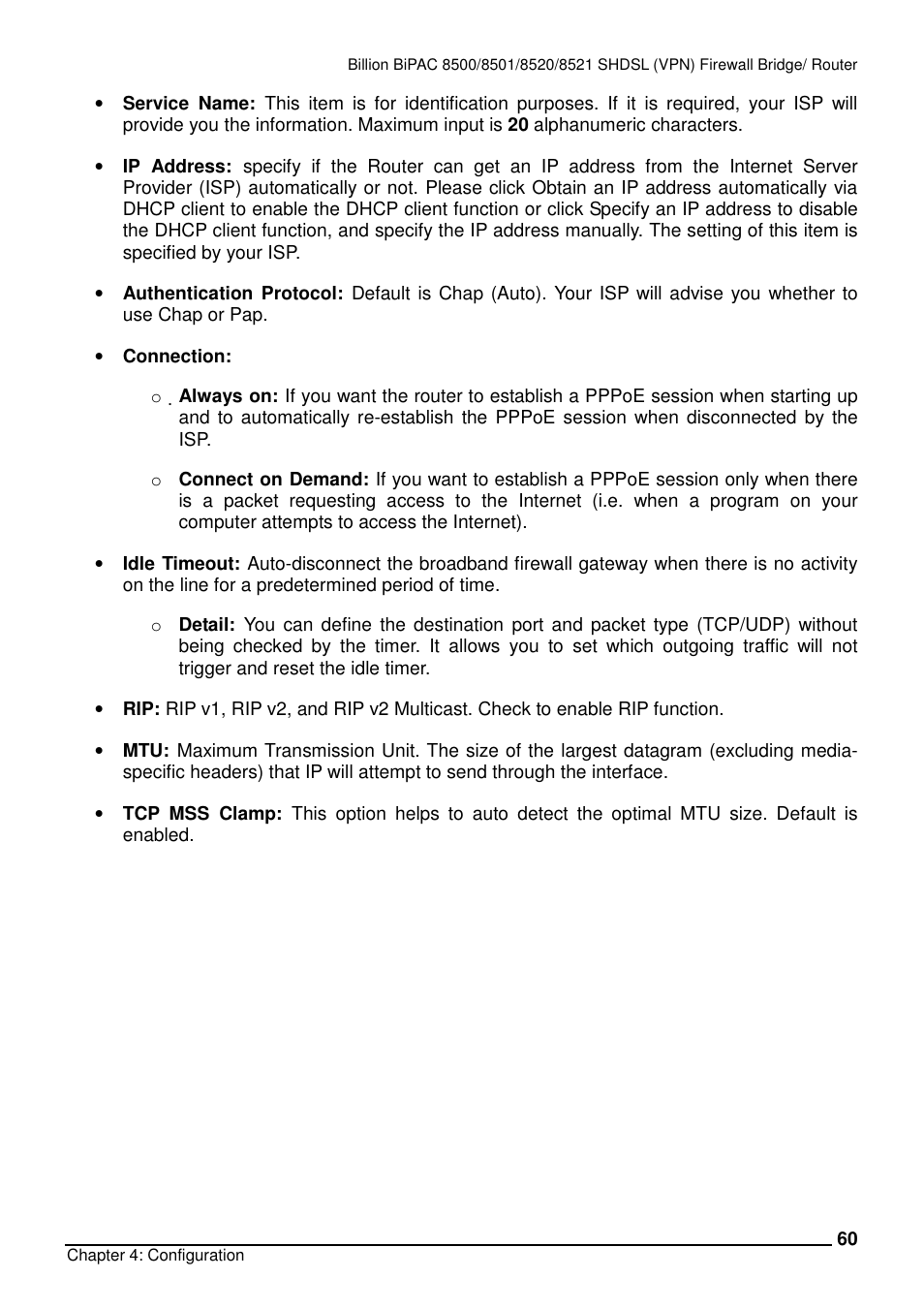 Billion Electric Company BiPAC 8501/8521 User Manual | Page 64 / 171