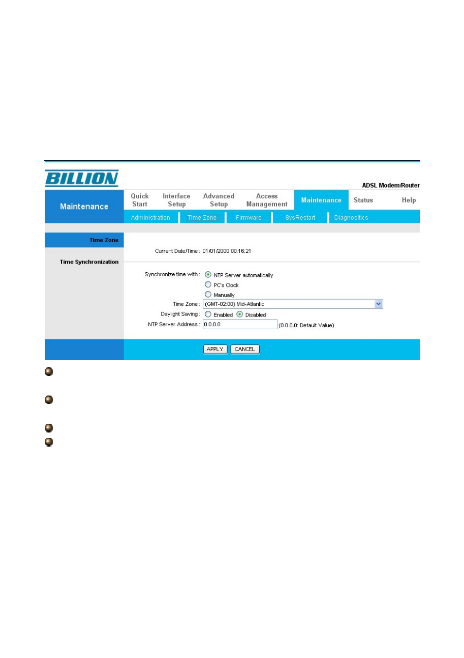 2 time zone | Billion Electric Company BiPAC 5210S User Manual | Page 56 / 67