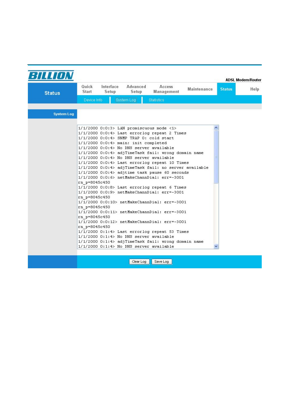 2 system log | Billion Electric Company BiPAC 5210S User Manual | Page 62 / 67