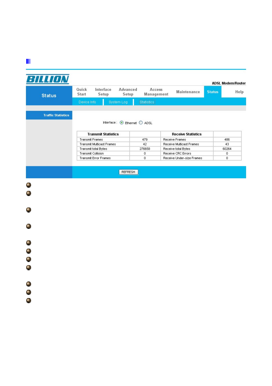 3 statistics | Billion Electric Company BiPAC 5210S User Manual | Page 63 / 67