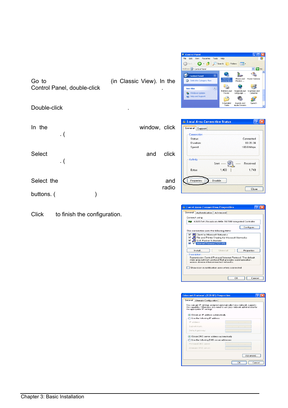 Configuring pcs in windows, For windows xp, Onfiguring | S in, Indows, Configuring pcs in windows for windows xp | Billion Electric Company BIPAC 8500 User Manual | Page 15 / 119