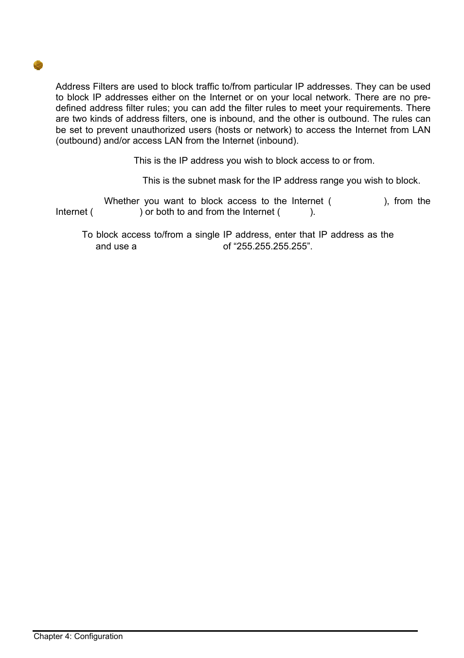 Address filters | Billion Electric Company BIPAC 8500 User Manual | Page 60 / 119