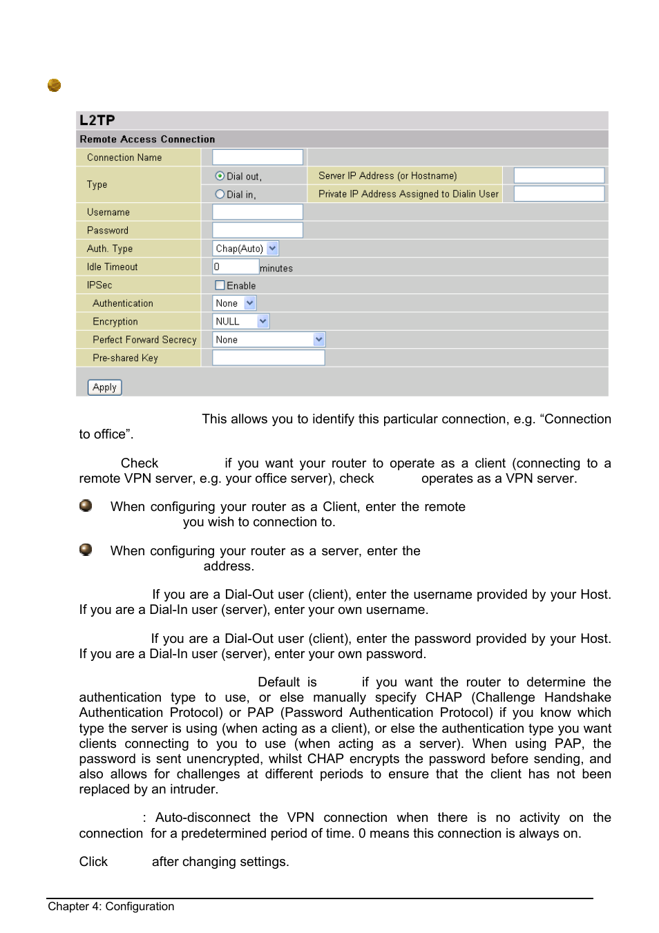 Remote access l2tp connection | Billion Electric Company BIPAC 8500 User Manual | Page 80 / 119