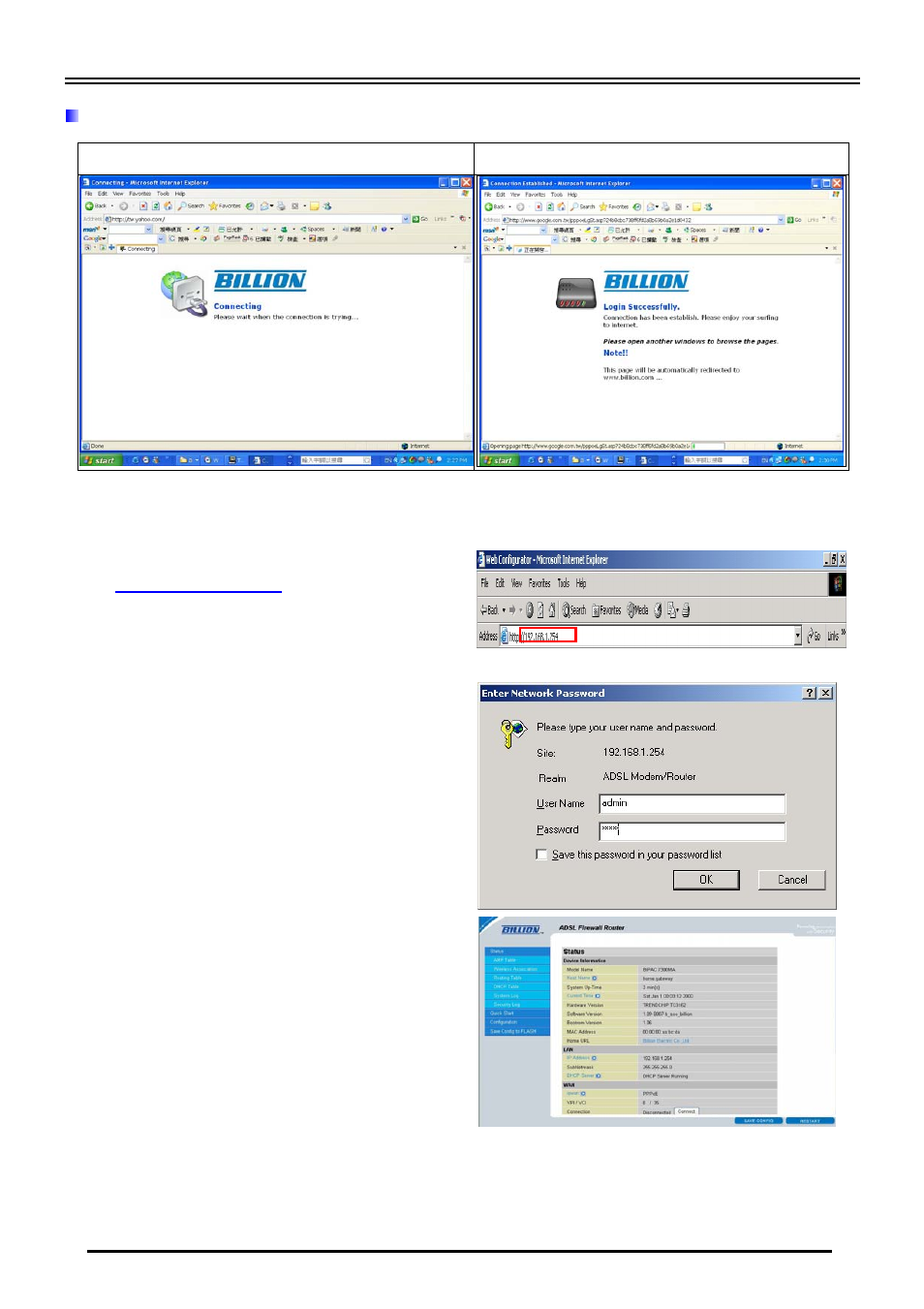 Dhcp, Web configuration | Billion Electric Company 802.11g MIMO ADSL2+ Router BIPAC 7300M User Manual | Page 12 / 13