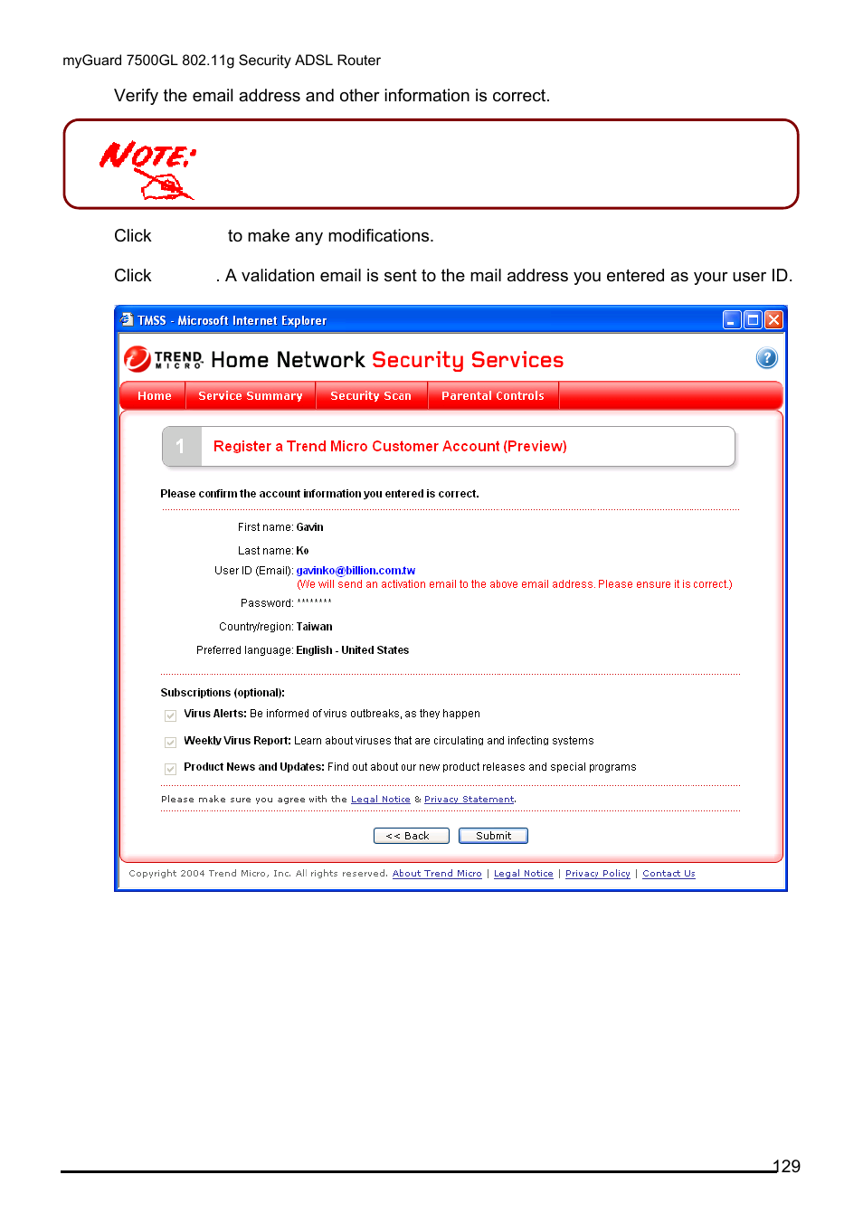 Billion Electric Company MYGUARD 7500GL User Manual | Page 135 / 147