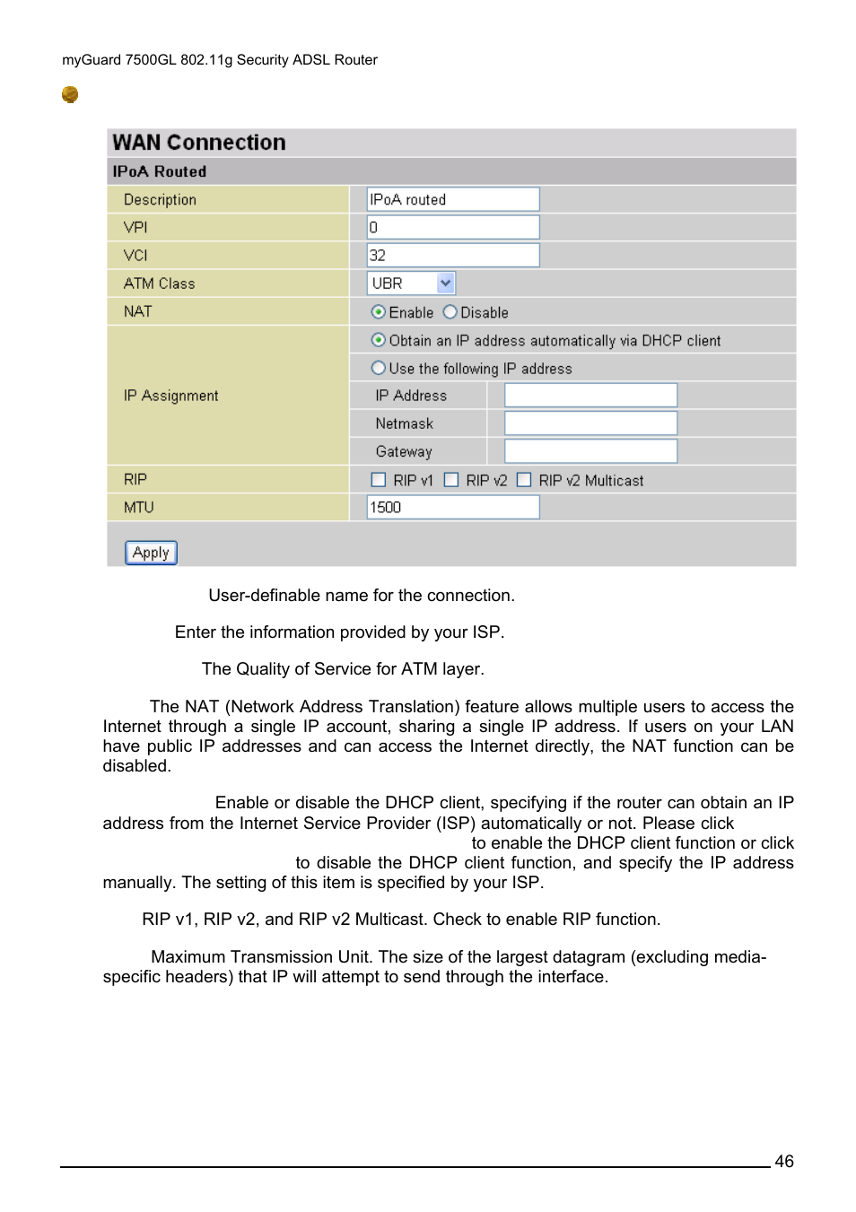 Ipoa routed connections | Billion Electric Company MYGUARD 7500GL User Manual | Page 52 / 147