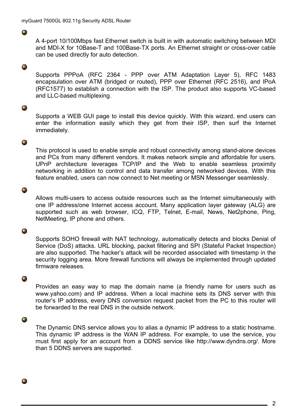 Billion Electric Company MYGUARD 7500GL User Manual | Page 8 / 147