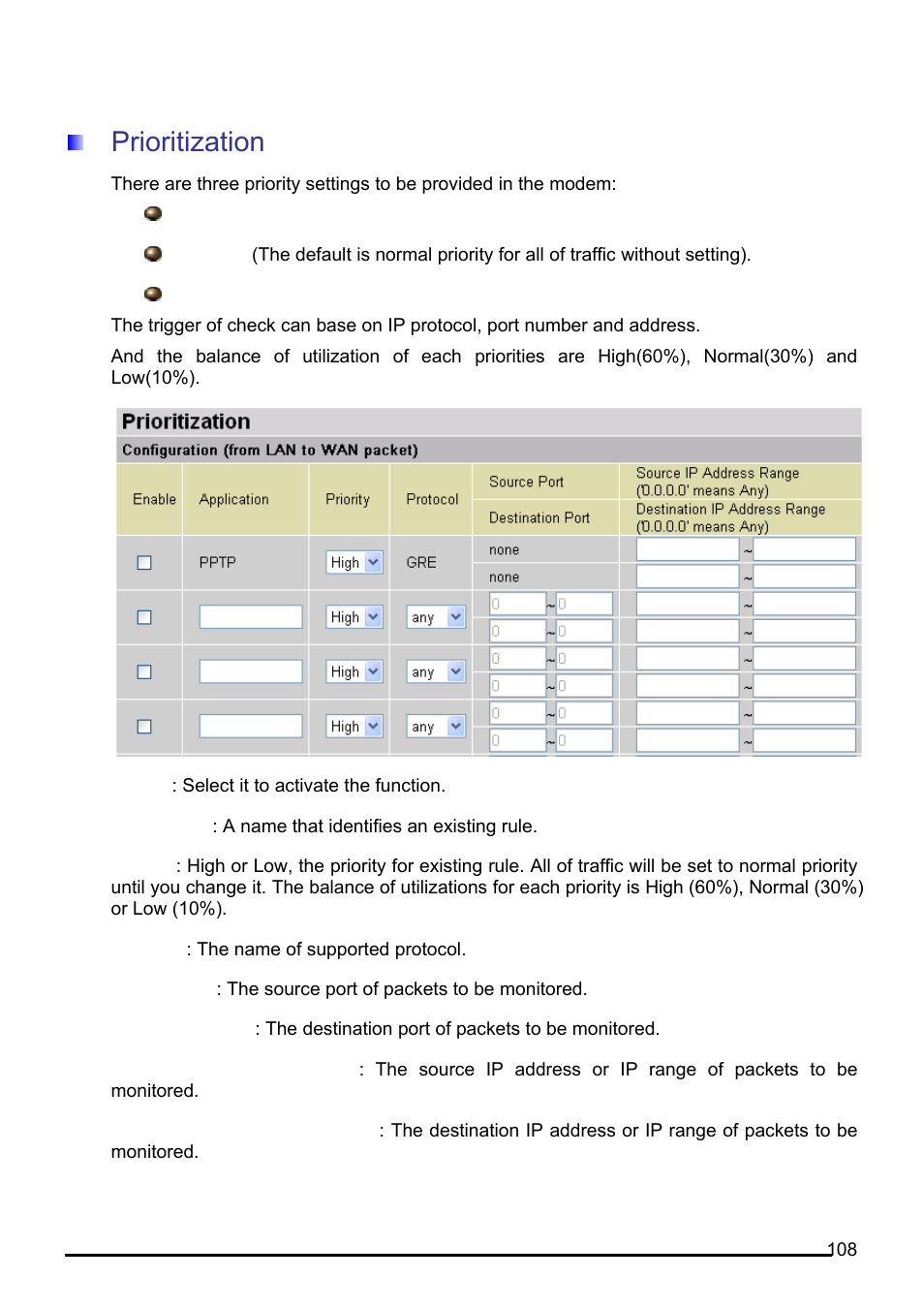 Prioritization | Billion Electric Company 7560G User Manual | Page 114 / 130