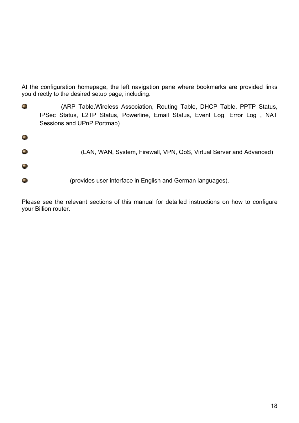 Chapter 4: configuration | Billion Electric Company 7560G User Manual | Page 24 / 130