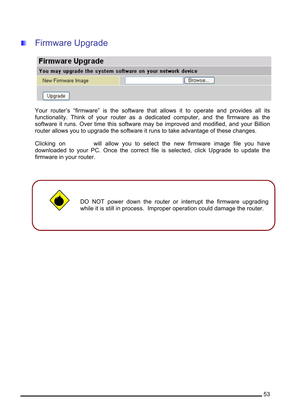 Firmware upgrade | Billion Electric Company 7560G User Manual | Page 59 / 130