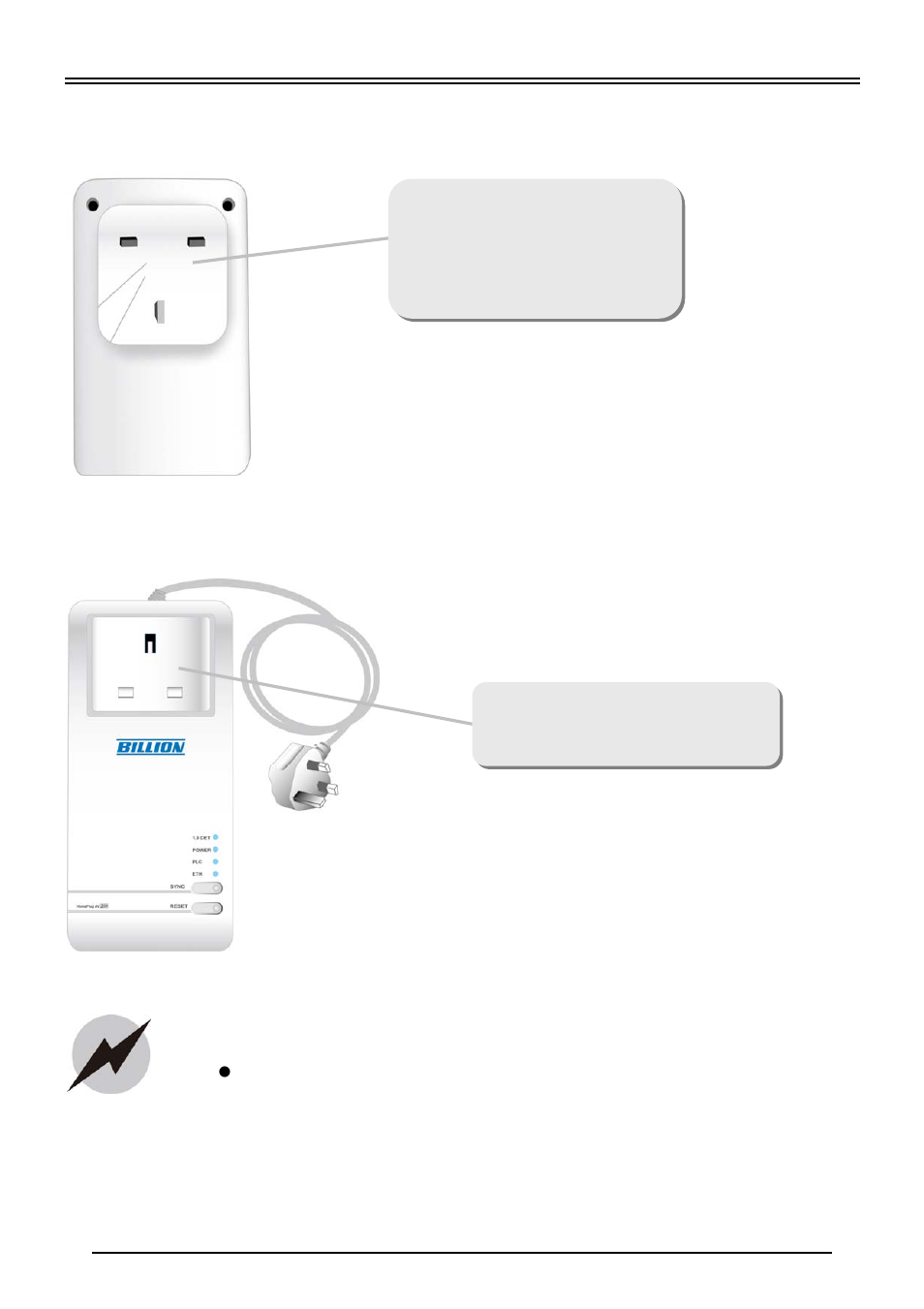 The clip (bipac 2071), The ac power outlet (bipac 2072) | Billion Electric Company BiPAC 2072 User Manual | Page 5 / 8