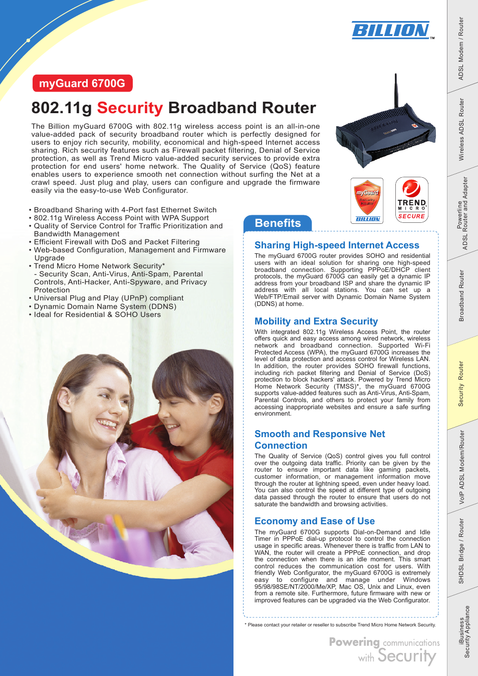 Billion Electric Company myguard 6700G User Manual | 2 pages