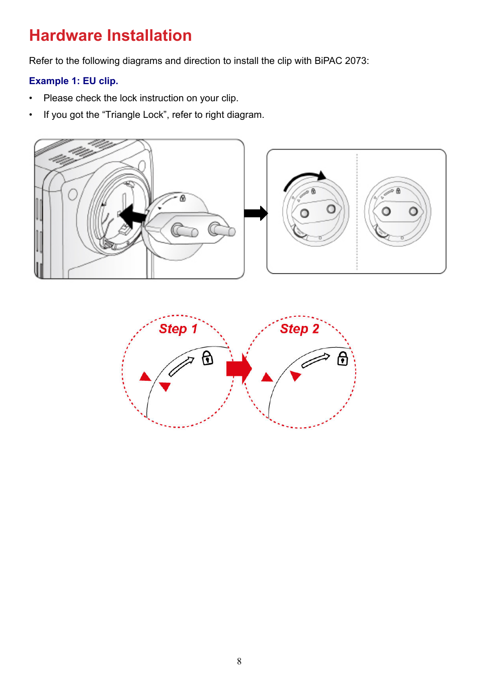 Hardware installation | Billion Electric Company BIPAC 2073 User Manual | Page 12 / 48