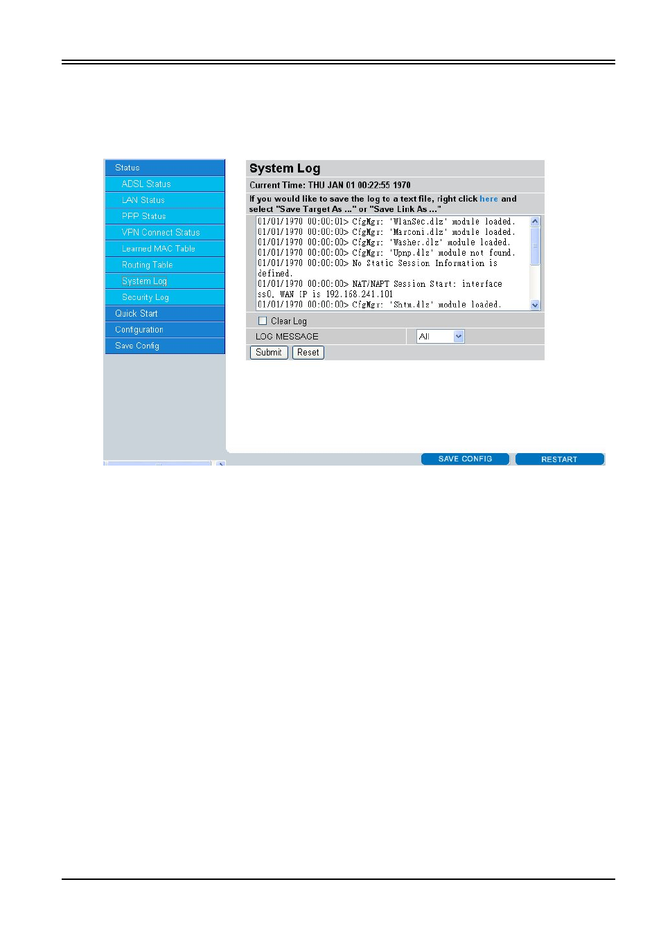 7 system log, 8 security logs | Billion Electric Company 7100SG User Manual | Page 26 / 61