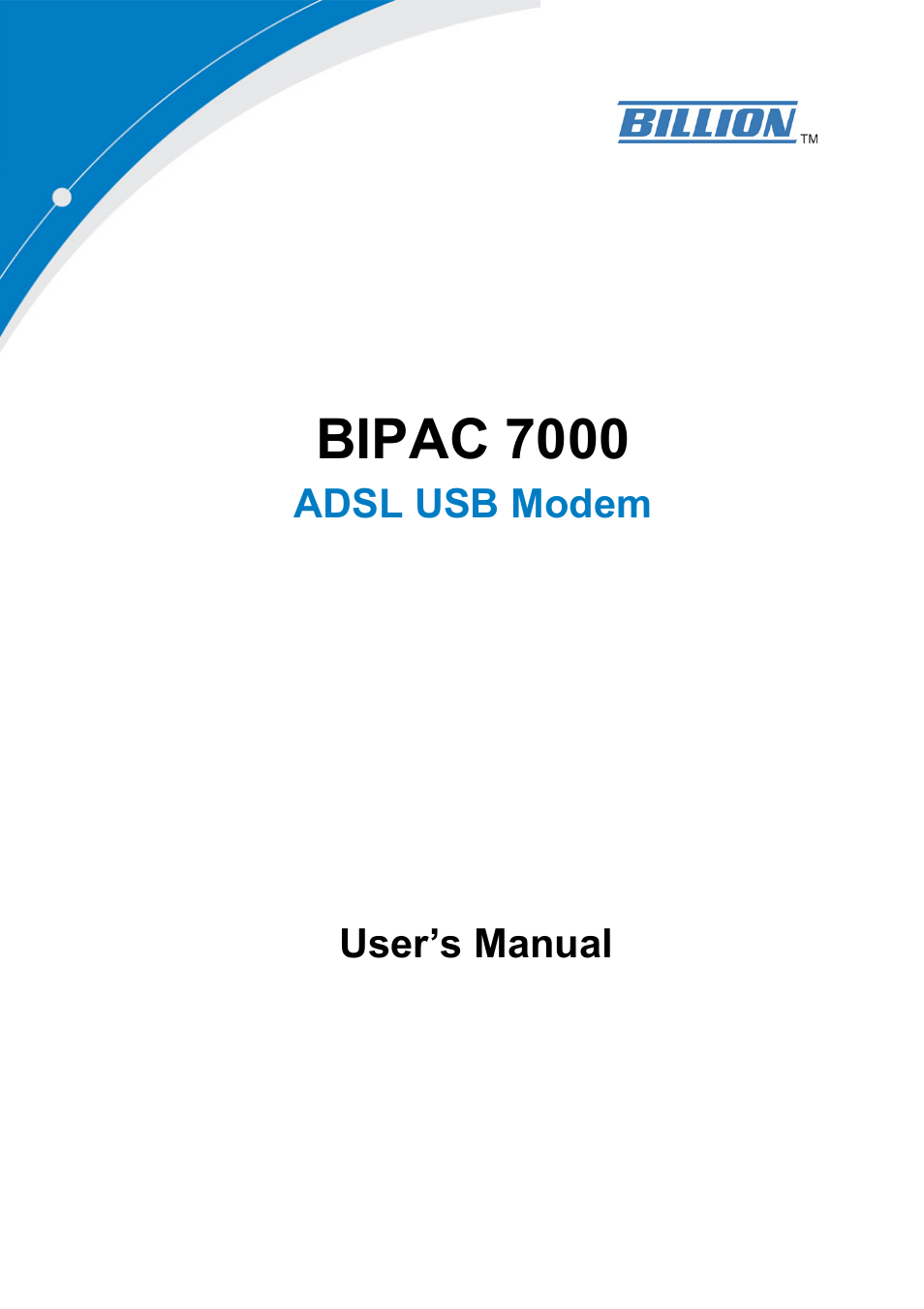Billion Electric Company BIPAC 7000 User Manual | 31 pages