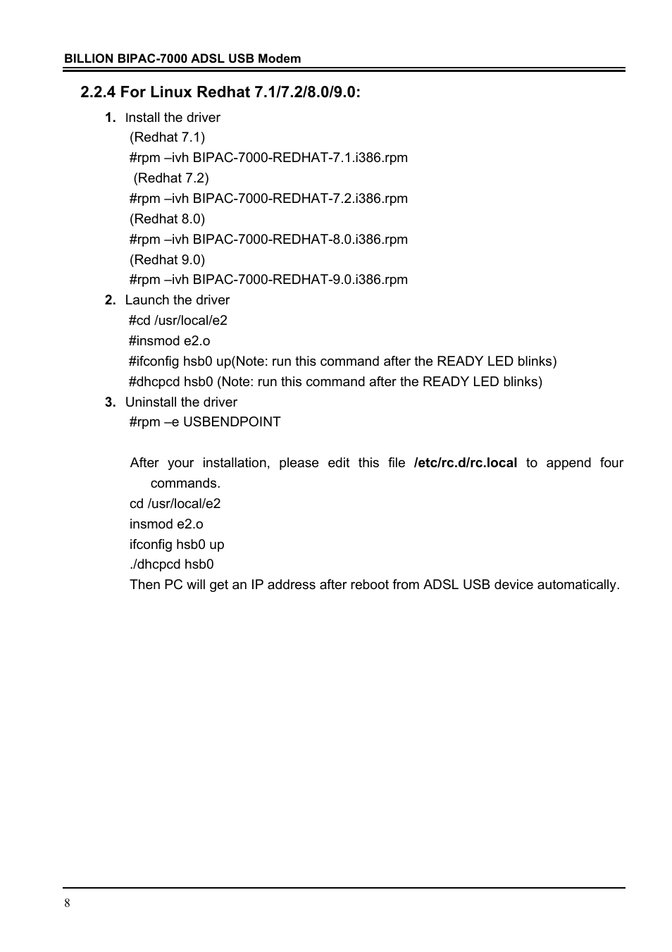 Billion Electric Company BIPAC 7000 User Manual | Page 12 / 31