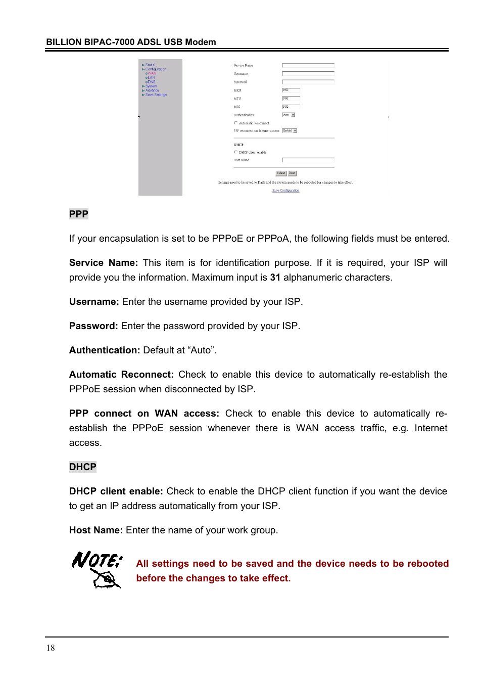 Billion Electric Company BIPAC 7000 User Manual | Page 22 / 31