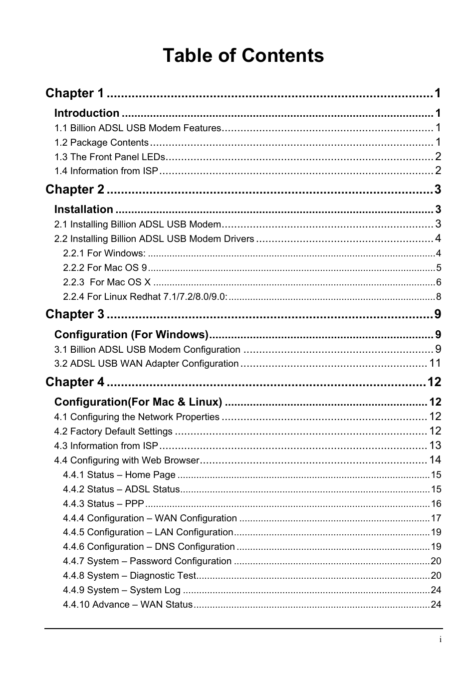 Billion Electric Company BIPAC 7000 User Manual | Page 3 / 31