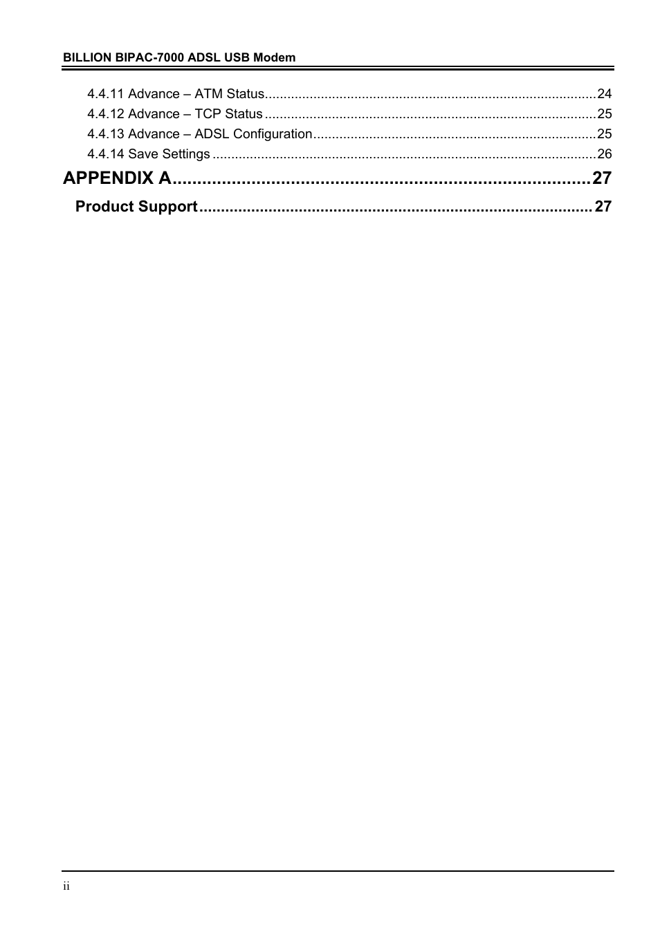 Appendix a | Billion Electric Company BIPAC 7000 User Manual | Page 4 / 31