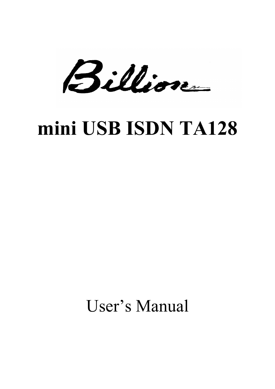 Billion Electric Company TA128 User Manual | 32 pages