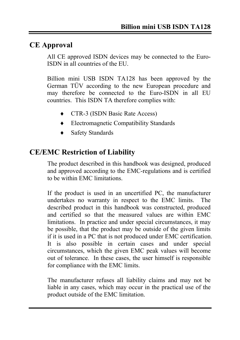 Billion Electric Company TA128 User Manual | Page 2 / 32