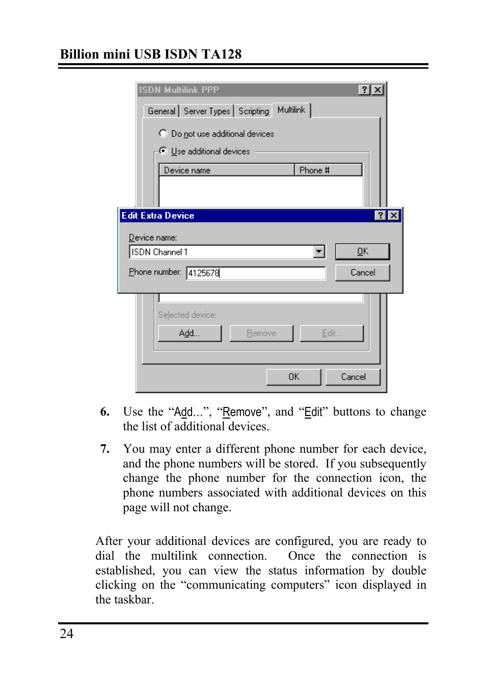 Billion Electric Company TA128 User Manual | Page 28 / 32